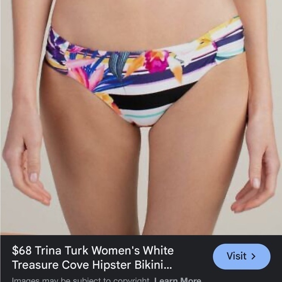 Trina Turk women's white treasure cove hipster bikini bottom size 10 NWT - Picture 2 of 7